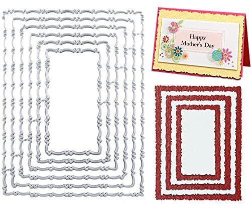 Cobee Frame Metal Die Cuts, 6PCS Nesting Cut Rectangle Cutting Dies Stencils Stencil Embossing for DIY Card Making Scrapbooking (544848_1)