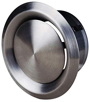 Válvula de Aire Redonda Regulable de Acero Inoxidable - Difusor de Impulsión y Extracción - Rejilla de Ventilación de Pared (Acero Inoxidable, Ø 125mm)