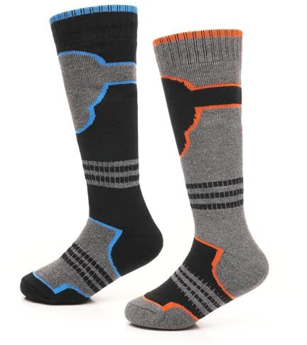 A2Z 4 barn Premium pojkar termiska skidstrumpor för vinter utomhusaktiviteter - Socks AZ8611 Grey 2 Pack 7-10
