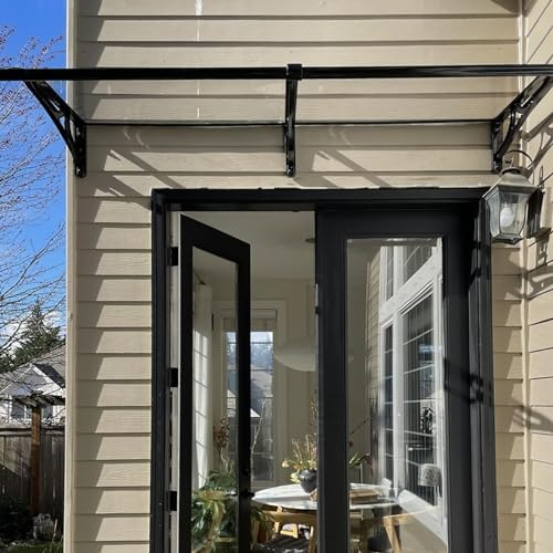 Toit Marquise de Porte en Polycarbonate,Marquise de Porte Extérieure,Conception transparente/silencieuse/fente pour carte, toit de porte pour garage, balcon. ( Color : Clear , Size : 120*160cm )