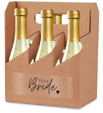 Team Bride Sixpack Gold Secco | Geschenk Sekt mit 22 Karat Goldflocken | Geschenk für Deine Liebsten | Hochzeit oder Party Mitbringsel | 6x 200 Milliliter Schaumwein