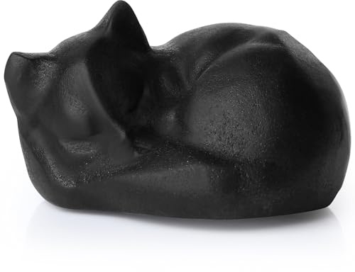 QINJIEJIE Mattes Obsidian Katze Kristalle Figur Schlafende Katzenfigur Statue Edelsteine SkulpturGlück Kätzchen Niedliche Dekoration Männer Frauen