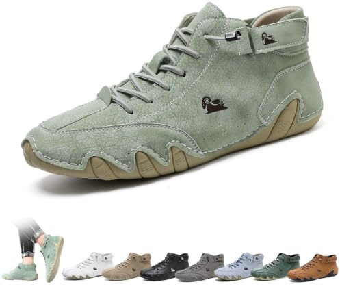 Italienska handgjorda höga stövlar Unisex Outdoor All-terräng Minimalistiska Beck-skor Lättviktsventilerande Halkfria Casual Barfotaskor for vandring Camping & kör Chukka-stövlar(Light green,42 EU)