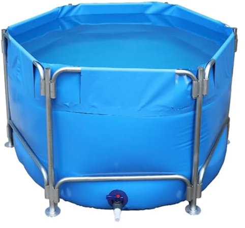 Aquarium-Poolteich mit Ständer-Upgrade, großer Wassertank, Außenaquarium-Poolteich, oberirdischer runder Fischteich aus Segeltuch, Familienpool mit Ablassventil, Fischteichplane