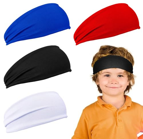 Nayyana - Fascie anti-sudore per bambini e sport - Confezione da 4 fasce traspiranti anti-sudore per calcio, baseball giovanile, ragazzi