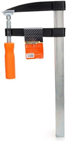 Tradineur - Sargento de tornillo, abrazadera de barra, acero y plástico, gran fuerza de sujeción, herramienta para carpintería, fijación de madera, tableros - 120 x 300 mm