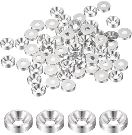 QUARKZMAN paquet de 60 Rondelles coniques M2 Rondelles coniques (argent) | en aluminium anodisé, pour vis RC/FPV/PC/Drone/Pièces de modèle d'accessoires mécaniques