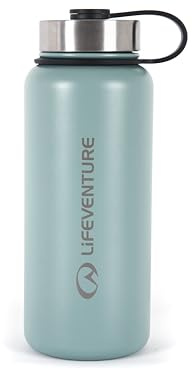 Lifeventure Botella de agua de acero inoxidable aislada al vacío de 1 litro con tapa de rosca a prueba de fugas y exterior recubierto de polvo