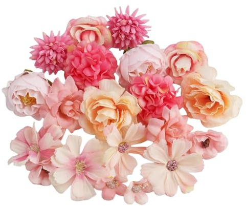 Alfven Kunstblumen zum Basteln, 20 Stück Mini Deko Blumen Künstlich mit 10 Stile 2~4cm Blumen zum für DIY-Projekte und Basteln Dekorationen (Rosa)