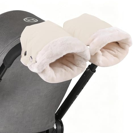 NICEWAT Handwärmer Kinderwagen, Wasserdicht und Winddicht Handmuff für Kinderwagen, Universalgröße Stroller Handmuff mit warme Plüschmaterial Fleece für alle Kinderwagen Buggy