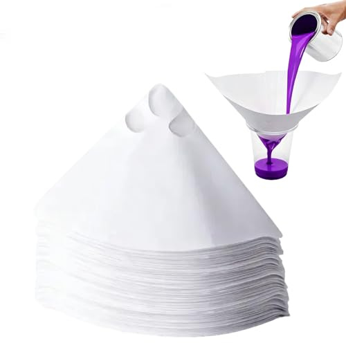 CLDURHGE 100 Unidades filtros de Pintura de Papel con Malla de Nailon, coladores cónicos Desechables 16 cm diámetro para Barniz, Tinta, Aceite, Taller y Manualidades