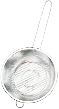 EXAOMBLE Cesto Per Lavaggio Della Cucina in Acciaio Inossidabile 19,5 Cm Manico Singolo, Scolapiatti Poroso Di Scarico Rapido Per Frutta e Verdura, Cesta Da Cucina Resistente e Sicura