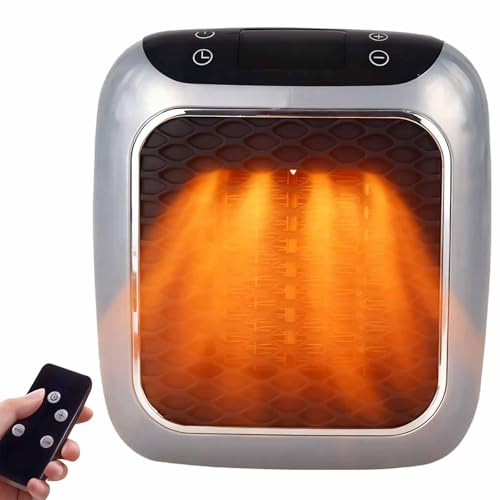 Heatflash Heater, Plug in Heater, 800W Mini Portable Electric Space Heaters with Remote Control, PTC Ceramic Heating Element for Bedroom Office Kitchen Bathroom