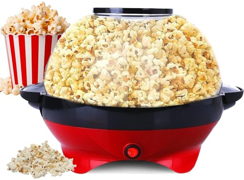 Machine à Pop-corn électrique 5 L, Machine à Pop-corn Domestique 850 W Avec Technologie à Air Chaud Et Revêtement De Pot Antiadhésif, Poignée Anti-brûlure, Pour Fête, Soirées Cinéma, Anniversaire