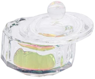 Ipetboom Tasse à Ongles en Verre Octogonale 2 Pcs avec Couvercle pour Salon de Manucure et Poudre Acrylique