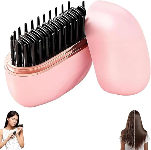 Mini-Glätteisen Kabellos, Wiederaufladbare Tragbare Glättbürste für Haare und Bart, 3 Temperaturstufen, 10-Sekunden-Schnellaufheizung, Reise-Glätteisen (A)