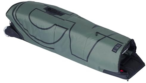EVOC BIKE BAG sac de transport léger pour vélo (valise à roulettes pour vélos de course, gravel, XC, FR, enduro, DH, ≤29, BIKE BLOCK pour une stabilité optimale, empattement max. 126 cm), Dark Olive