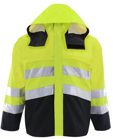 Chaqueta de trabajo para hombre impermeable con capucha, ropa de trabajo para hombre con banda reflectante, chaqueta de carretera en servicio, abrigo de advertencia de tráfico cálido invierno