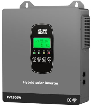DATOUBOSS 1800 W 12 V ren sinusvåg solar hybrid växelriktare, 12 V DC till 230 V AC-omvandlare med MPPT-regulator, BMS-skydd, för bly-syra och litiumbatterier, off-grid-system