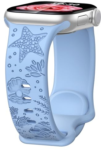 Paovkoi Armband med graverat mönster kompatibelt med armband för Apple Watch, ersättning för Apple iWatch serie 11, 10, 9, 8, 7, 6, 5, 4, 3, 2, 1, SE, Ultra, design för dam och herr, 38/40/41/42mm