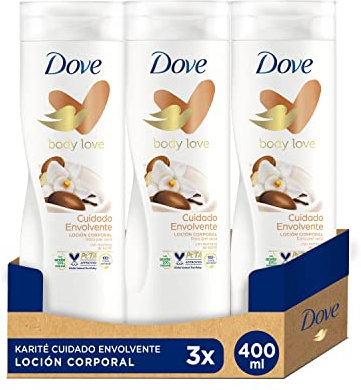 Dove Crema Hidratante Corporal con Manteca de Katiré y Vainilla para Piel Seca, Pack de 3 x 400 ml