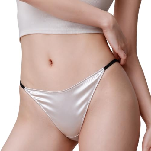 SilRiver Culotte String Femme en Satin de Soie – Coupe Seconde Peau pour Un Confort Longue Durée et Lingerie Douce