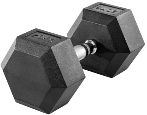 Sport-Tec Hex Kompakthantel aus Gummi, Hexagon-Hantel, Krafttraining, Fitness Hantel, Muskelaufbau, Bodybuilding