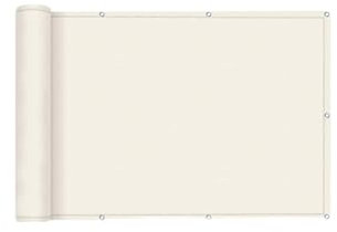 SUNNY GUARD Pantalla Privacidad Balcón 75x400cm Ocultacion Balcon Impermeable,a Prueba de Viento y con Protección UV para Balcón y Terraza,Incluye Cables de Instalación,Crema