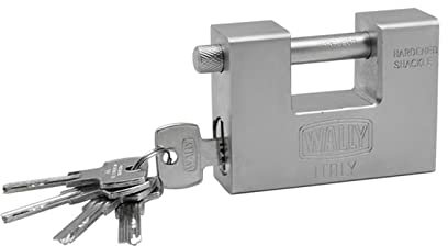 LUCCHETTO ANTISCASSO CORAZZATO IN ACCIAIO ART.300 WALLY + 5 CHIAVI PUNZONATE (84mm)