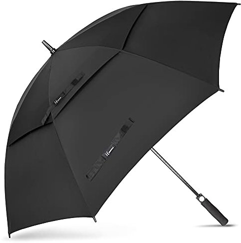 NINEMAX Golf Umbrella Windproof and Rainproof 54inch, Large Umbrella Double Canopy, Golfing Brolly Heavy Duty Unbreakable for Men Women(Black)