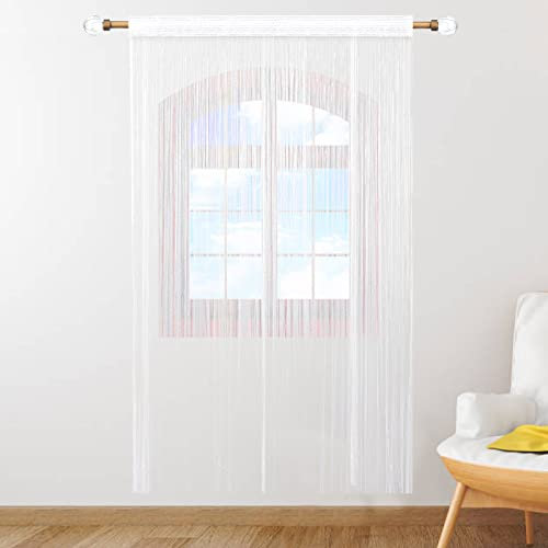 Thboxes String Door Curtains, Fly Screens for Doors, Hanging Curtain Door Screens for Keeping Out Flies for Doorways Divider Wedding Decotations 39 X 78.7 (White)