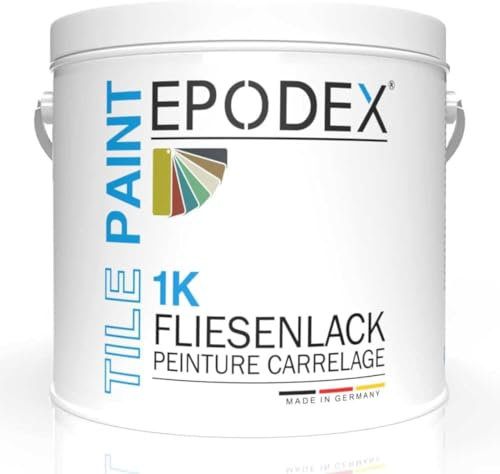 EPODEX® 1K TILE PAINT | Fliesenlack | Fliesenfarbe Wand und Decke Badezimmer Küche| 1kg (7m²)| Geruchsneutral Lösemittelfrei Abriebfest