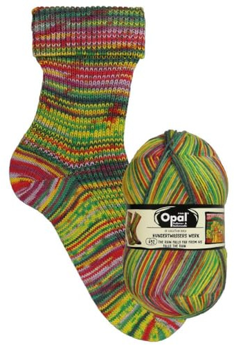 Opal Sockenwolle Hundertwasser neue Serie | Sockengarn 4-fädig | Strumpfwolle zum Stricken und Häkeln | 100g, 420m (Farbe 4056 The rain falls far from us falls the rain)
