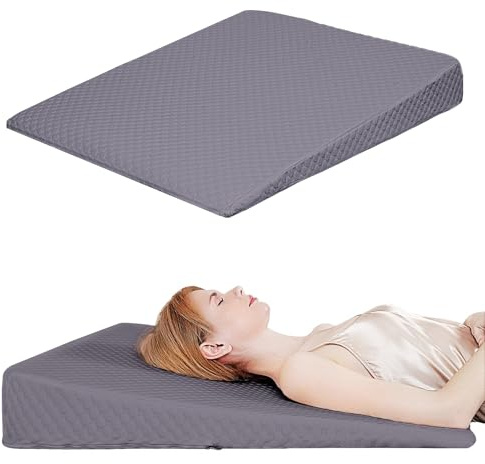 VADSBO Wedge Pillow, Bed Wedge Pillows for Sleeping, Snoring, Back Support, After Surgery, Foam Triangle Pillow, Removable Washable Cover (Gray, 5in)