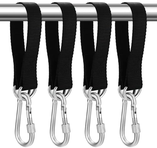 Tenbrachian 4 Set Schaukel Befestigung, 30cm x 25mm Hängematte Befestigung, Schaukel Aufhängung Baumschaukel Gurte für Schaukel Hängematten Hängesessel Befestigung Aufhängung + 4 Karabinern, D-Ringen