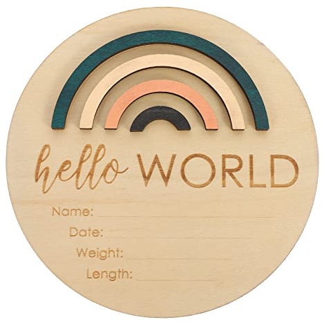 BESTonZON Holz Namensschild Rund Wachstumsanzeige Name Ankündigungstafel Shower Geschenk Foto Requisite Niedliche Wanddekoration Für Junge Mädchen Erstes Jahr