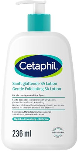 Cetaphil Loción hidratante SA suavizante suave, para pieles secas, ásperas, irregulares, propensas a impurezas, ácido salicílico, 236 ml