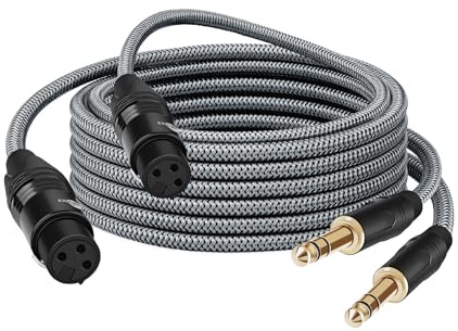 6,35mm TRS auf XLR-Buchse Female 1/4 Zoll Klinke auf XLR Female Kabel | 2 Meter Nylongeflecht Stereo Mikrofonkabel Symmetrisches Signalverbindungskabel für Lautsprecher, Mikrofon (2Pcs)