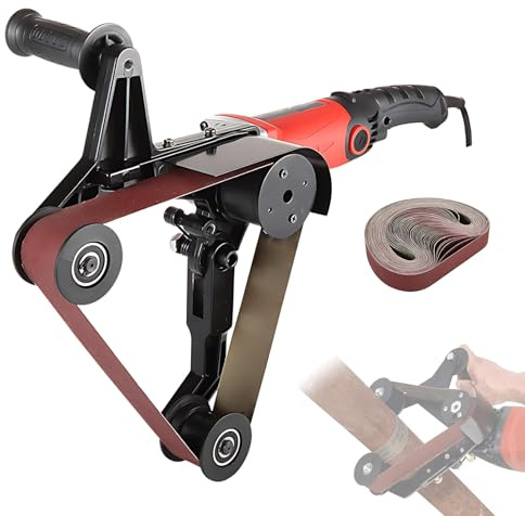 Lijadora de tubos, pulidora de banda, máquina de estirado, pulidora profesional de acero inoxidable, 800 W, 6 velocidades variables y 50 bandas de lijado, para esmerilar plástico y aluminio.