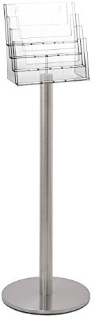 Edelstahl-Prospektständersystem Q mit TAYMAR®-Prospekthalter DIN A4 (4 Fächer DIN A4 quer)