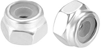 sourcing map M2 x 0.4mm Nylon Insert Hex Lock Nuts, Carbon Steel White Zinc Plated, Pack of 20
