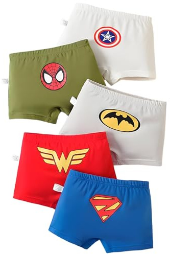 FORUSKY - Biancheria Intima per Bambini, Boxer Morbidi e Traspiranti, per Bambini e Ragazzi, Confezione da 5 Confezione da 5 C 2-3 Anni