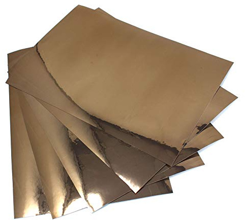 Din A4 Bogen Bastelfolie Selbstklebend Künstlerfolie metallisch glänzend Plotterfolie Plottfolie Folie Basteln DIY (Chrom Bronze, 5er Set Din A4 Bögen)