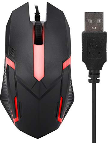 fasient Gaming Mouse Wired, 4 Buttons, Led Backlit & 1600 DPI,Comfortable Grip, USB PC Gaming Mice, for Laptop Computer for windowsXP/Vista/7/8/10 and for macOS (Black)