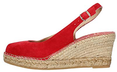 Sandale aus Stoff mit Keilabsatz aus rotem Seil, Modell: Rote Schuhe