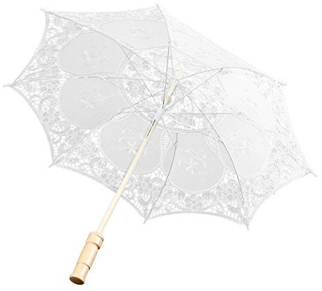 Haofy Hochzeitsschirm West Braut Spitze Regenschirm Sonnenschirm Bankett Bühnenfotografie Prop Hochzeitszubehör Lady Kostüm(Weiß L Größe)