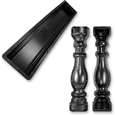 @tec Gießformen für Beton: Baluster-/Säulenform + Abdeckplattenform | Säule 83 x 14 x 7,5cm & Platte 99x20x6cm - Schalungsformen aus Polypropylen, Balustrade selbst gießen, wiederverwendbar