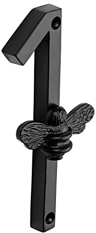 Hausnummer aus Messing mit Bienen Design Modernes 5 Zoll Türschild mit Nummernschildern Straßen/Hausadresszahlen, schwarzes Eisenmetall, 0—9 (1)