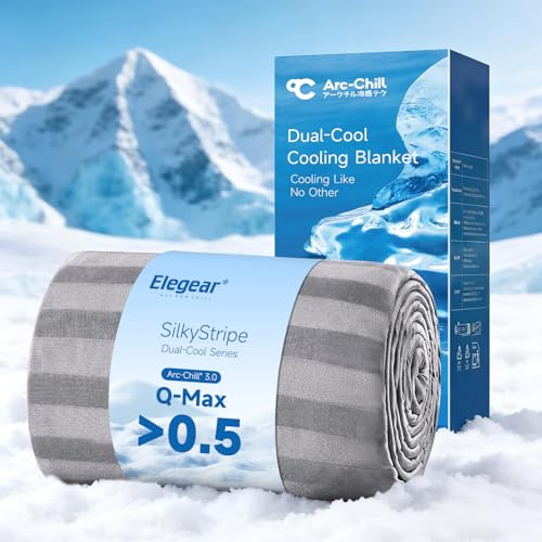 Elegear Manta Refrescante de Verano 150×200 cm, Manta de Verano para Sofá, Cama, Viaje, Fibras refrescantes japonesas ARC-Chill 3,0 Q-MAX >0,5 Absorbe Calor Corporal, Suave y Transpirable, Gris