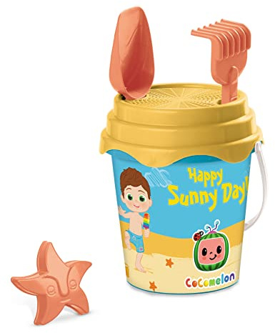 Mondo Toys - Bucket Set + Water CAN COCOMELON - Sandeimer Set ø17 cm mit Giesser - 6-Teiliges Strandspielzeug Set für Kinder ab 3 Jahren, Strandset - 28700